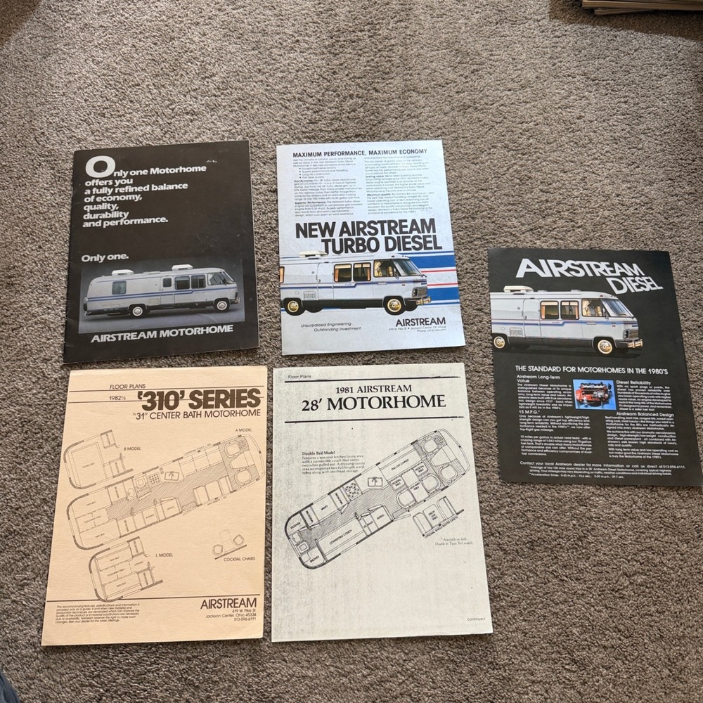Vintage Airstream Motorhome Brochure Floor Plan Lot 1981 1982 310 Series Diesel